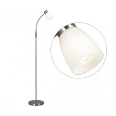 Galaxy-Lighting - 511186BN - Portables - Floor Lamp - Brushed Nickel with Satin White Glass (Dimmable)