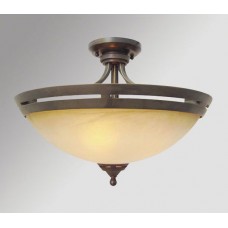 Galaxy-Lighting - 600408ORB - Langley Collection - 3-Light Semi-Flush Mount - Oiled Rubbed Bronze w/ Tea Satin Marbled Glass
