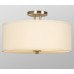 Galaxy-Lighting - 611748BN - Landis Collection - 3-Light Semi-Flush Mount - Brushed Nickel with Ivory White Linen Shade