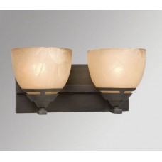 Galaxy-Lighting - 700402ORB - Langley Collection - 2-Light Vanity - Oiled Rubbed Bronze w/ Tea Satin Marbled Glass