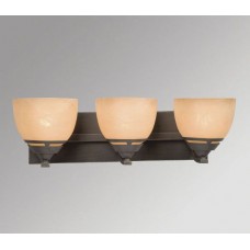 Galaxy-Lighting - 700403ORB - Langley Collection - 3-Light Vanity - Oiled Rubbed Bronze w/ Tea Satin Marbled Glass