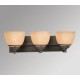 Galaxy-Lighting - 700403ORB - Langley Collection - 3-Light Vanity - Oiled Rubbed Bronze w/ Tea Satin Marbled Glass