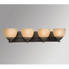 Galaxy-Lighting - 700404ORB - Langley Collection - 4-Light Vanity - Oiled Rubbed Bronze w/ Tea Satin Marbled Glass