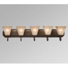  Galaxy-Lighting - 710445OWG - Cheyenne family - 5-Light Vanity - Olde World Gold with Beige Frosted Etched Glass