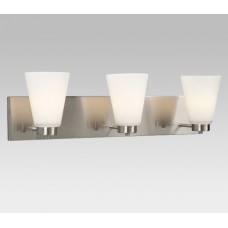 Galaxy-Lighting - 713183BN - Kent Family - 3-Light Vanity - Brushed Nickel with White Glass