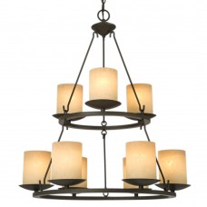 Galaxy-Lighting - 800285AGB - Pascali Collection - 9-Light Chandelier - Aged Bronze w/ Tapioca Glass