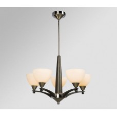 Galaxy-Lighting - 800393CH/BK - Callista family - 5-Light Chandelier w/6",12",18" Extension - Chome/Black Finish with White Glass