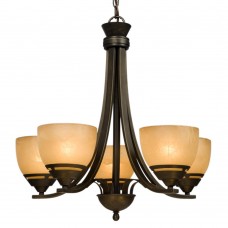 Galaxy-Lighting - 800403ORB - Langley Collection - 5-Light Chandelier - Oiled Rubbed Bronze w/ Tea Satin Marbled Glass