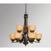 Galaxy-Lighting - 800406ORB - Langley Collection - 9-Light Chandelier - Oiled Rubbed Bronze w/ Tea Satin Marbled Glass