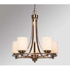 Galaxy-Lighting - 800423ACP - Logan Collection - 5-Light Chandelier - Antique Copper Patina w/ White Glass