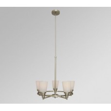 Galaxy-Lighting - 800433BN - Dylana Collection - 5-Light Chandelier w/ 6",12",18" Extension Rods - Brushed Nickel w/ White Opal Glass