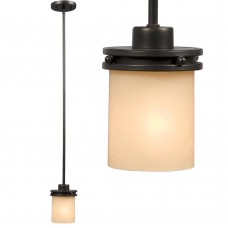 Galaxy-Lighting - 800921CBK - Madison Collection - 1-Light Mini-Pendant - w/6",12",18" Extension Rods - Charcoal Black with Light Mocha Seeded Glass