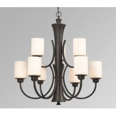Galaxy-Lighting - 810346ORB - Joelle Collection - 9-Light Chandelier - Oiled Rubbed Bronze with White Glass