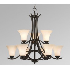 Galaxy-Lighting - 810406ORB - Fulton Collection - 9-Light Chandelier - Oiled Rubbed Bronze with White Glass