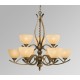 Galaxy-Lighting - 810437SP - Riorden Collection - 9 - Light Chandelier - Sepia with Tea Satin Glass
