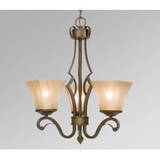 Galaxy-Lighting - 810441OWG - Cheyenne family - 3-Light Chandelier - Olde World Gold with Beige Frosted Etched Glass