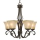 Galaxy-Lighting - 810443ORBG - Cheyenne family - 5-Light Chandelier - Oiled Rubbed Bronze/ Gold with Beige Frosted Etched Glass