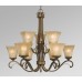 Galaxy-Lighting - 810446OWG - Cheyenne family - 9-Light Chandelier - Olde World Gold with Beige Frosted Etched Glass
