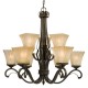 Galaxy-Lighting - 810446ORBG - Cheyenne family - 9-Light Chandelier - Oiled Rubbed Bronze/ Gold with Beige Frosted Etched Glass