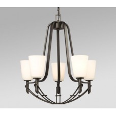 Galaxy-Lighting - 811473ORB - Roma Collection - 5- Light Chandelier - Oiled Rubbed Bronze w/ Satin White Glass