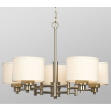 Galaxy-Lighting - 811743BN - Landis Collection - 5-Light Chandelier - Brushed Nickel with Ivory White Linen Shade