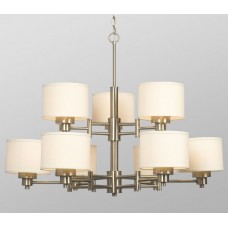 Galaxy-Lighting - 811746BN - Landis Collection - 9-Light Chandelier - Brushed Nickel with Ivory White Linen Shade