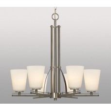 Galaxy-Lighting - 811965BN - Radcliff family - 6 - Light Chandelier - Brushed Nickel with White Glass