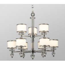 Galaxy-Lighting - 812066CH - Hilton Collection - 9-Light Chandelier - Chrome with White Glass