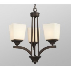 Galaxy-Lighting - 812801ORB - Newbury Collection - 3-Light Chandelier - Oiled Rubbed Bronze w/ Satin White Glass