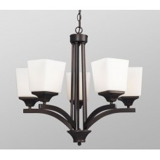 Galaxy-Lighting - 812803ORB - Newbury Collection - 5-Light Chandelier - Oiled Rubbed Bronze w/ Satin White Glass