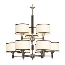 Galaxy-Lighting - 813196BN - Westbrook Collection - 9-Light Chandelier - Brushed Nickel w/ Ivory White Linen Shade