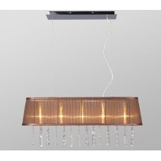 Galaxy-Lighting - 912212CH/BRN - Lucia Collection - 5-Light Pendant - Island Light - Chrome with Brown Sheer Fabric Shades