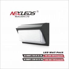 NEXLEDS - LED Wall Pack - 3CCT Adjustable - 75W/60W/40W selectable - 100-347V - 130lm/w 