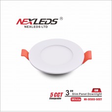 NEXLEDS - 4 inch LED Slim Panel Downlight - 5CCT - 9W - 120VAC - 700LM - White Finish - Suitable for wet location