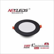 NEXLEDS - 4 inch LED Slim Panel Downlight - 5CCT - 9W - 120VAC - 700LM - Black Finish - Suitable for wet location