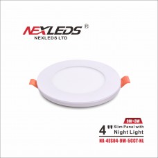 NEXLEDS - 4 inch LED Slim Panel Downlight with night light - 5CCT - 9W+3W - 120VAC - 700LM/165LM(NL) - White Finish - Suitable for wet location