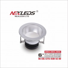 NEXLEDS - 6 inch Split Deep Regress Commercial Light - 5CCT - 25W/35W/45W - 120-347VAC -Silver Finish - Suitable for wet location - NX-CDL-E2T6-45W-5C-DVLED Downlights