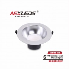 NEXLEDS - 6 inch Commercial Downlight - 5CCT - 10W/14W/19W - 120VAC -Silver Finish - Suitable for wet location