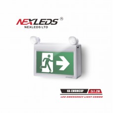 NEXLEDS - LED Emergency Light Combo (Running Man Exit Sign) - 4.5W - 120-347VAC - 6500K - White Finish