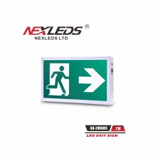 NEXLEDS - LED Steel Exit Sign - 1W - 120-347VAC - 90LM - 120 Mins Battery backup - White Finish - NX-EMRMS