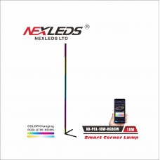 NEXLEDS - LED Smart Corner Lamp - 18W - 100V-240VAC - RGB+(2700K-6500K) - 16.7 Million Max. Colors - Black Finish