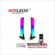 NEXLEDS - Smart Light Bar - 12W - 100-240VAC - RGB+5CCT Switchable - Black Finish