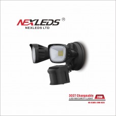 NEXLEDS - LED Security Light - 3CCT Adjustable - 20W - 120VAC - 1800lm~2000lm - Black Finish 