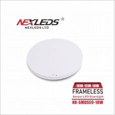 NEXLEDS - 9 inch LED Frameless Sensor Downlight - 10/15/18W - 100-130V - 3CCT Adjustable - PIR Sensor - White Finish - NX-SMDSE9-18WCeiling Mount