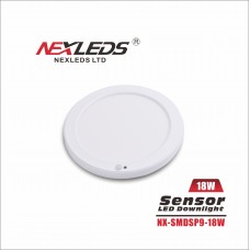 NEXLEDS - 9 inch LED Sensor Downlight - 18W - 100-130V - 3CCT Adjustable - PIR Sensor - White Finish - NX-SMDSP9-18W