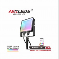 NEXLEDS - Smart LED Landscape Light -  24W - 100240VAC - RGB+3000K - 600lm*4 - Black Finish