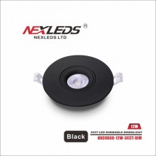NEXLEDS - 4 inch LED Dimmable Downlight - 3CCT - 12W - AC100-120V - Black Finish - Suitable for Damp location