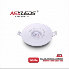 NEXLEDS - 4 inch LED Dimmable Downlight - 3CCT - 12W - AC100-120V - White Finish - Suitable for Damp location