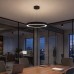 Reno R34402 24" Architectural Ring Fixture - 10/20/30/40W - 30/35/40/50K - Selectable Direct And Indirect Light Ratios- 120-347V - Black Finish - Suspension Cables And Canopy Included - DLC Pending
